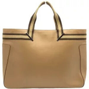 Gucci Shoulder Sherry Brown Bag Tote Leather Beige Black Tones